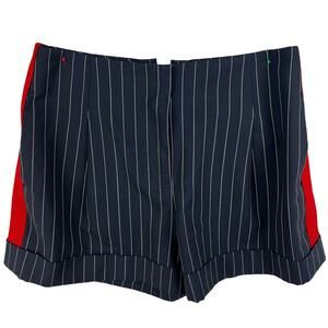 Rag & Bone Jess Wool Navy Pinstripe Shorts w Red Side Stripe Women’s SZ 0 EUC